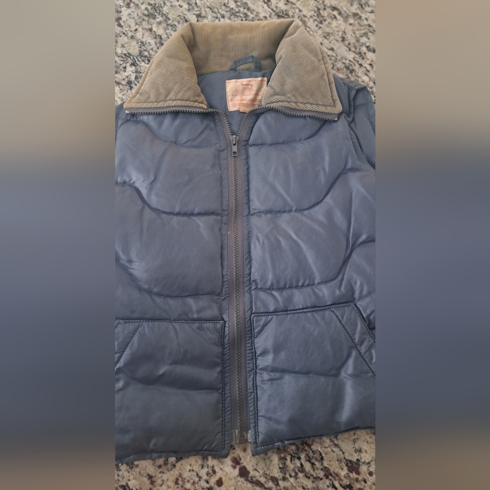 Vintage Down Puffer Quilted Blue Vest Small